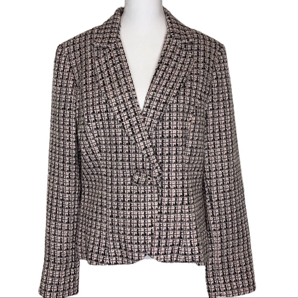 Emma James Pink Tweed One Button Blazer Size 10
